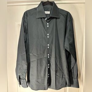 Atelier Black Button Down Dress Shirt Mens L